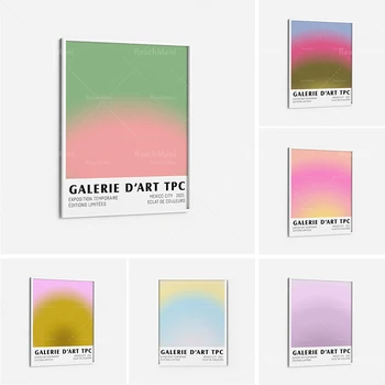 Barva BurstColor Počil 6 printables | Gradient psihedelični muzej plakat MidCentury Mehko retro 70-ih povzetek dela | Estetska ar